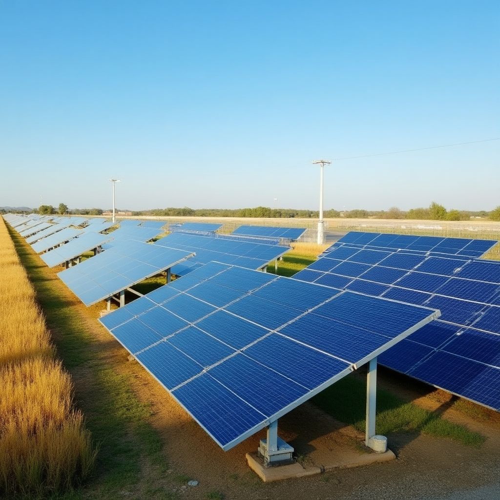 Paneles solares en techo de estación